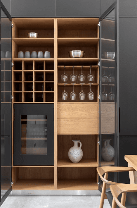 Custom kitchen cabinets and bar cabinet joinery